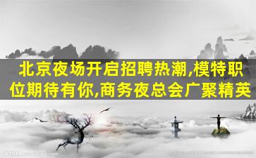 北京夜场开启招聘热潮,模特职位期待有你,商务夜总会广聚精英